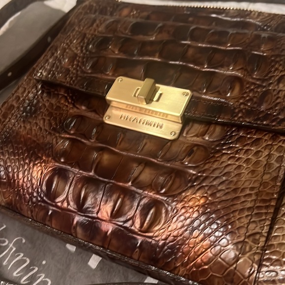 Bronze and brown alligator messenger/ crossbody - Picture 2 of 11